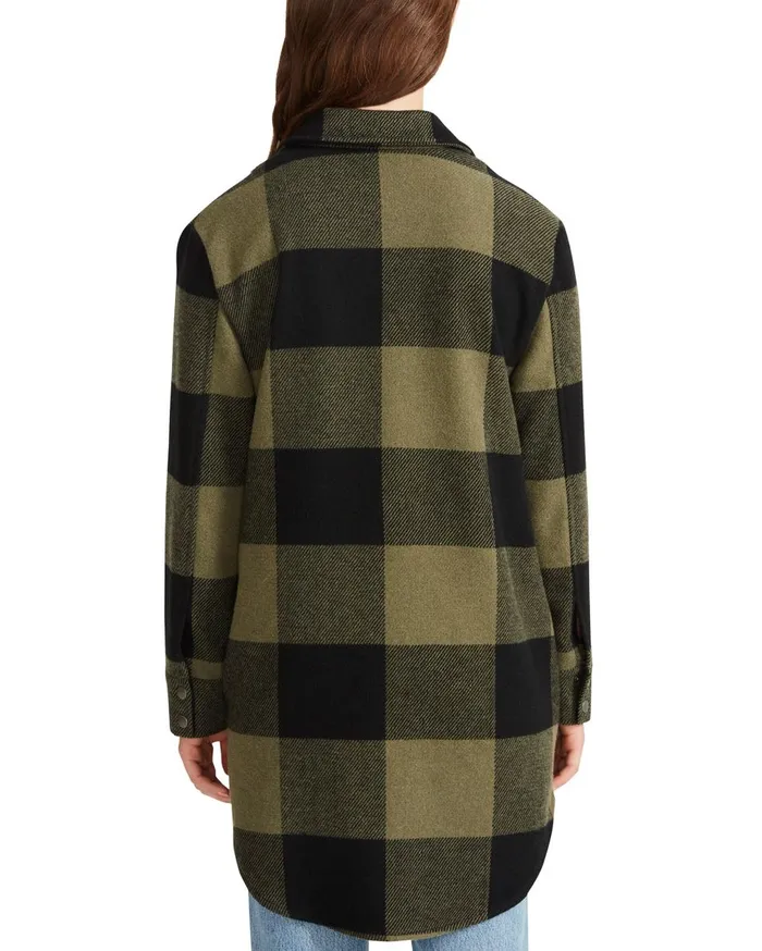 Steve Madden Eldridge Plaid Coat Sage Womens Jackets and Coats