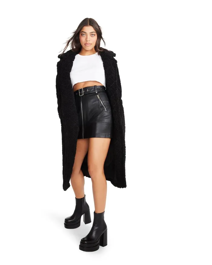 Steve Madden Faux Leather Moto Skirt Black Womens Bottoms Steve Madden Faux Leather Moto Skirt Black Womens Bottoms