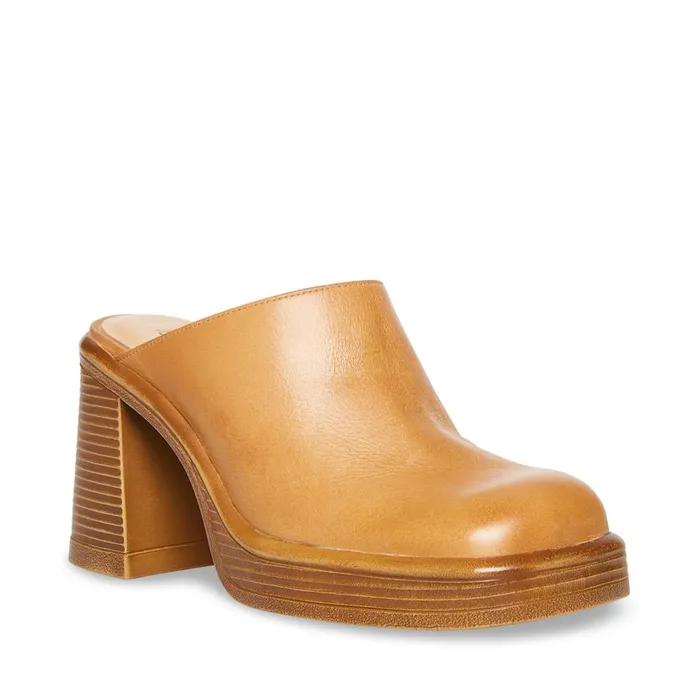 Steve Madden Flirtie Tan Leather Womens Mules Steve Madden Flirtie Tan Leather Womens Mules