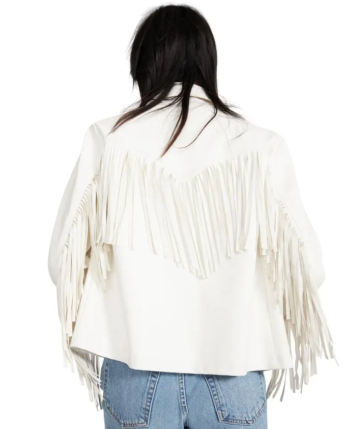 Steve Madden Fringe Jacket White Womens Jackets and Coats