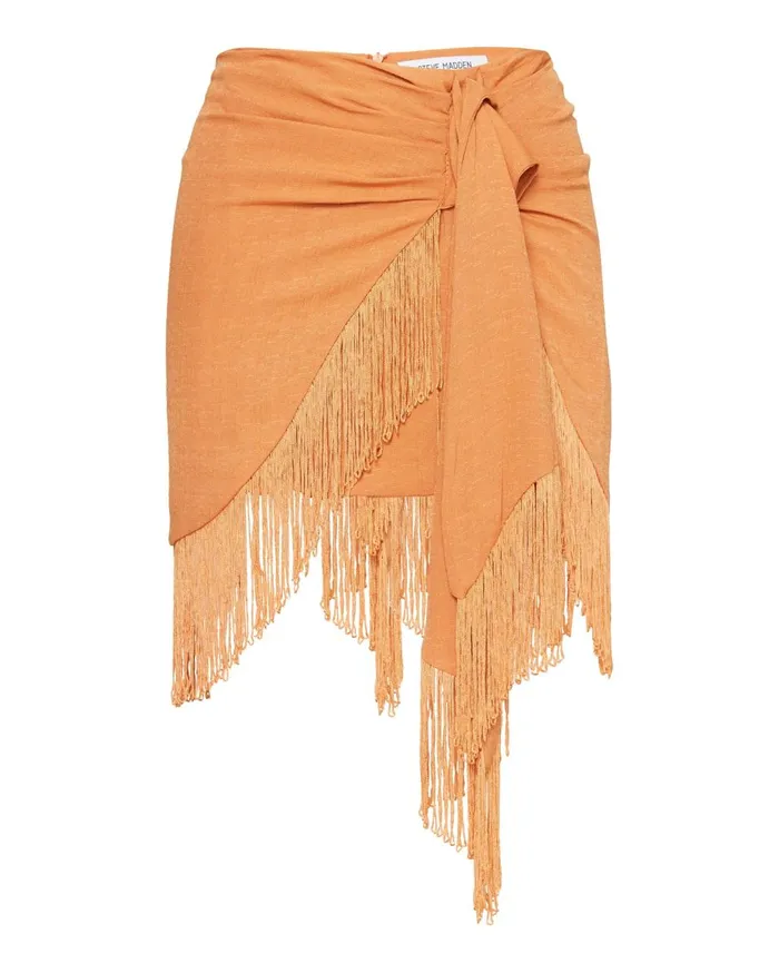 Steve Madden Fringe Tie Skirt Orange Womens Bottoms