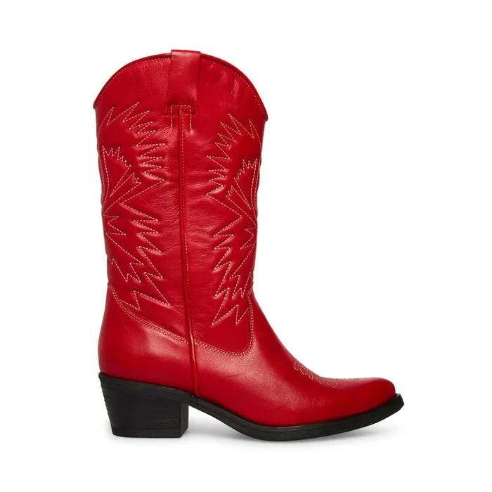 Steve Madden Hayward Red Leather Womens Boots