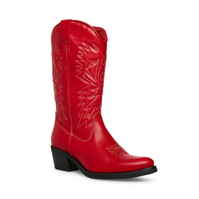 Steve Madden Hayward Red Leather Womens Boots Steve Madden Hayward Red Leather Womens Boots