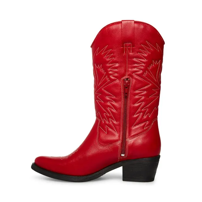 Steve Madden Hayward Red Leather Womens Boots Steve Madden Hayward Red Leather Womens Boots