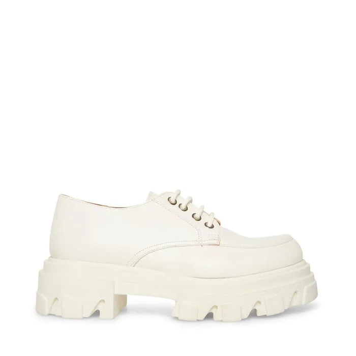 Steve Madden Helga White Leather Womens Loafers