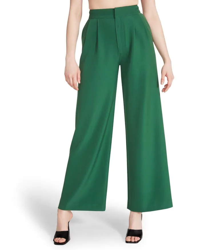 Steve Madden High Waisted Trouser Green Womens Bottoms