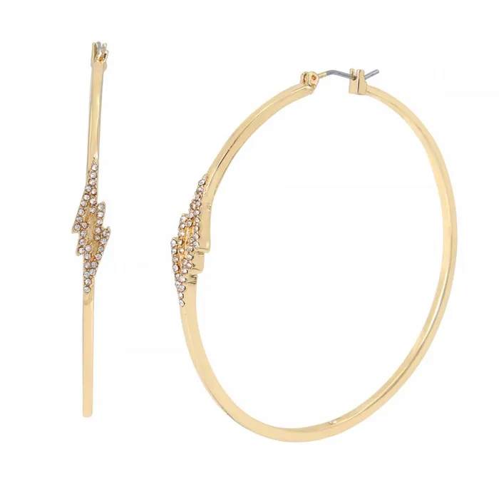 Steve Madden Hoop Earrings With Bolt Crystal Womens Jewelry