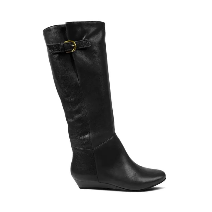 Steve Madden Intyce Black Leather Womens Boots