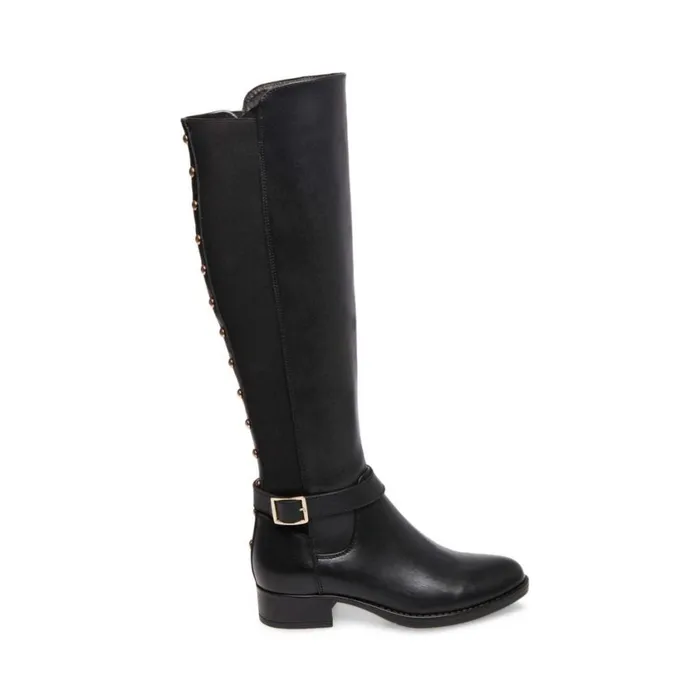 Steve Madden Jadine Black Leather Womens Boots