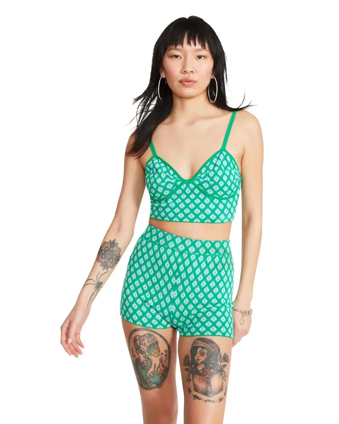 Steve Madden Knit Crop Set Green Womens Bottoms