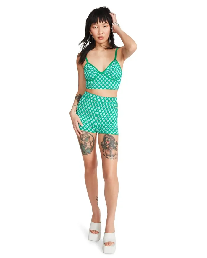 Steve Madden Knit Crop Set Green Womens Bottoms Steve Madden Knit Crop Set Green Womens Bottoms