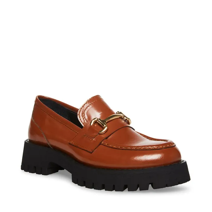 Steve Madden Lando Cognac Leather Womens Loafers Steve Madden Lando Cognac Leather Womens Loafers