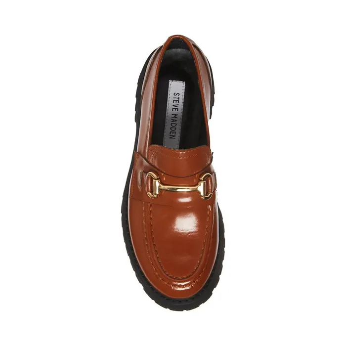 Steve Madden Lando Cognac Leather Womens Loafers Steve Madden Lando Cognac Leather Womens Loafers