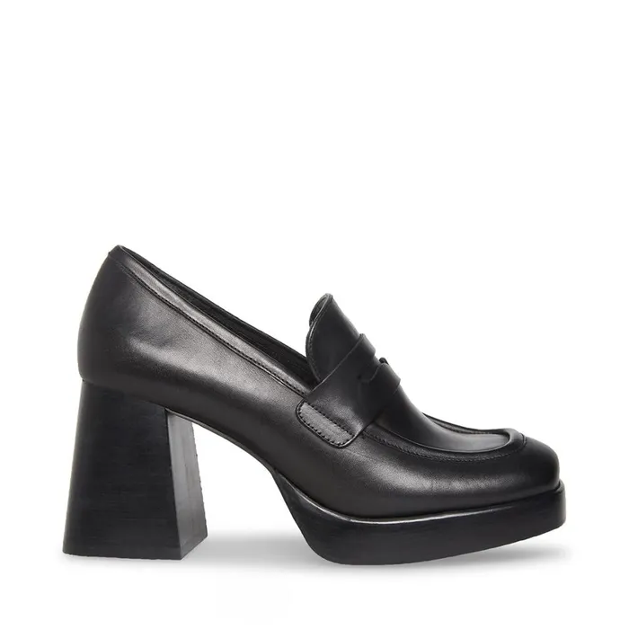 Steve Madden Marla Black Leather Womens Loafers