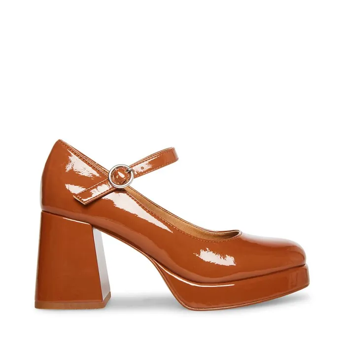 Steve Madden Mingle Cognac Patent Womens Loafers