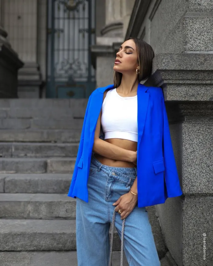 Steve Madden Neon Blazer Blue Womens Jackets and Coats