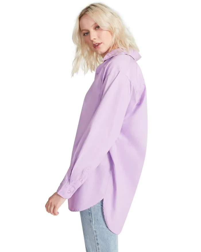 Steve Madden Oversized Button Up Purple Womens Tops