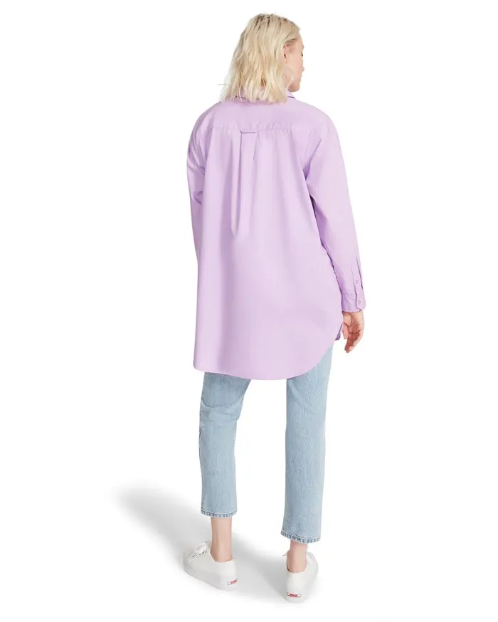 Steve Madden Oversized Button Up Purple Womens Tops
