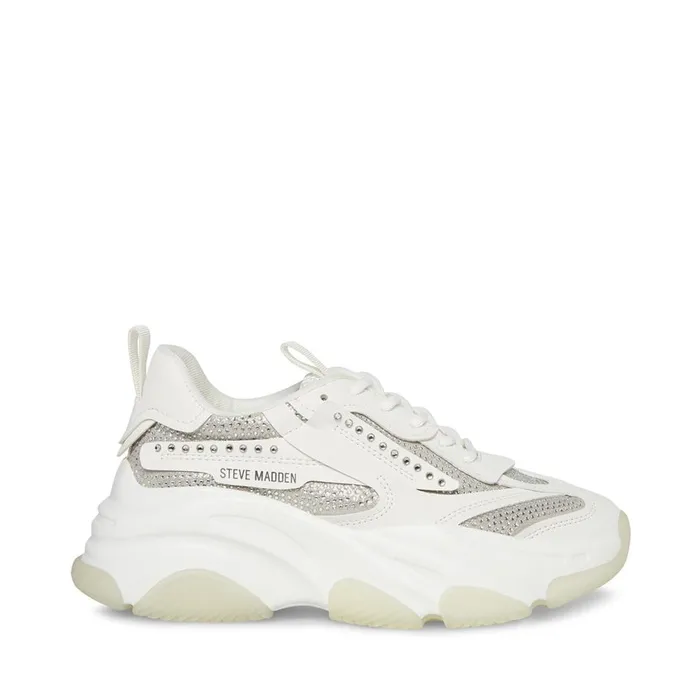 Steve Madden Possession R White Womens Sneakers
