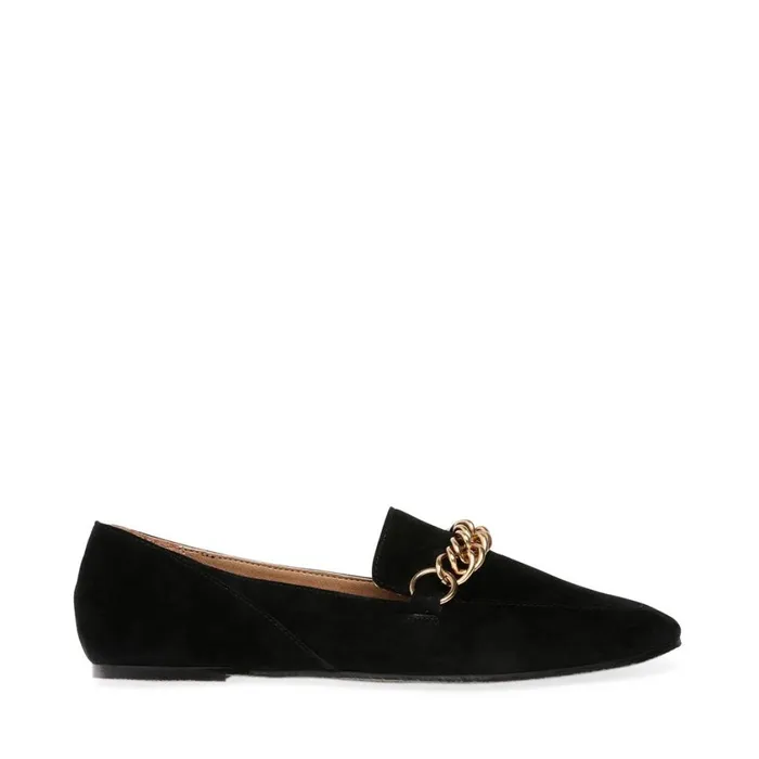 Steve Madden Soprano Black Suede Womens Flats