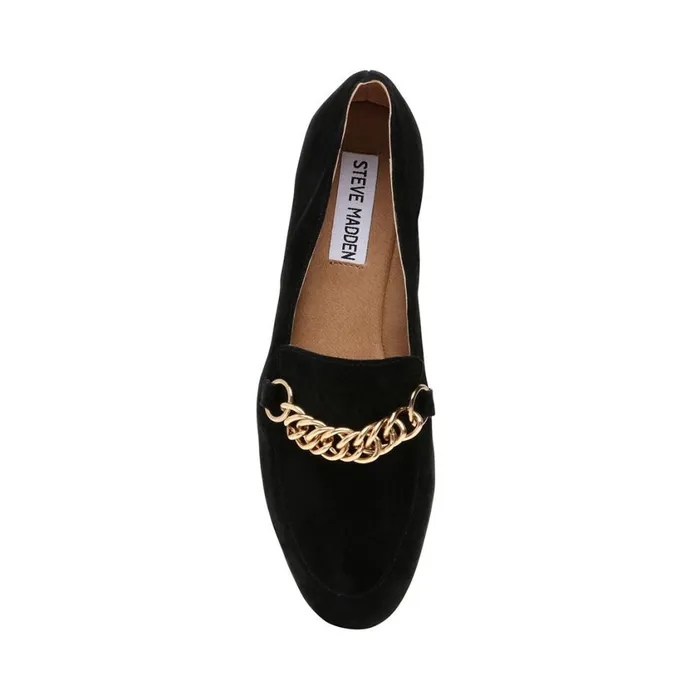 Steve Madden Soprano Black Suede Womens Flats
