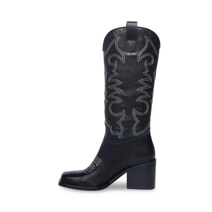 Steve Madden Stampede Black Leather Womens Boots Steve Madden Stampede Black Leather Womens Boots
