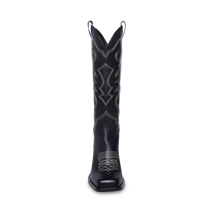 Steve Madden Stampede Black Leather Womens Boots Steve Madden Stampede Black Leather Womens Boots