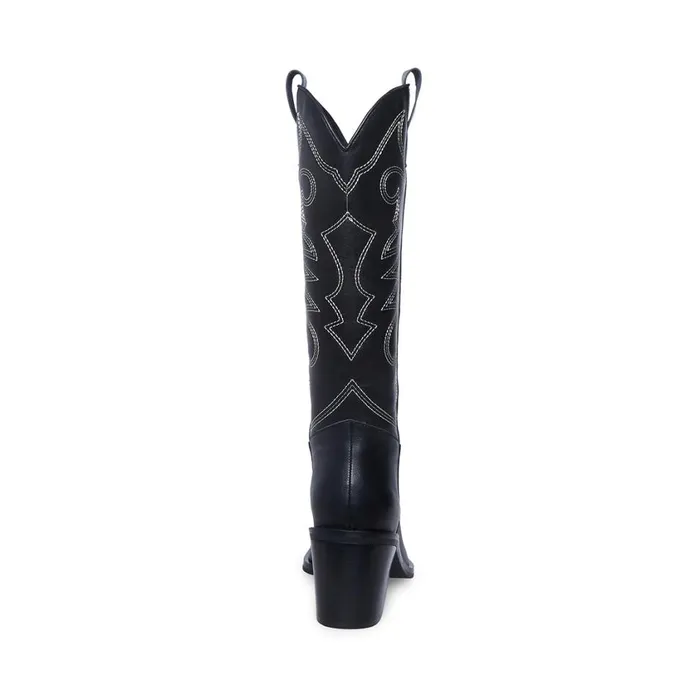 Steve Madden Stampede Black Leather Womens Boots Steve Madden Stampede Black Leather Womens Boots