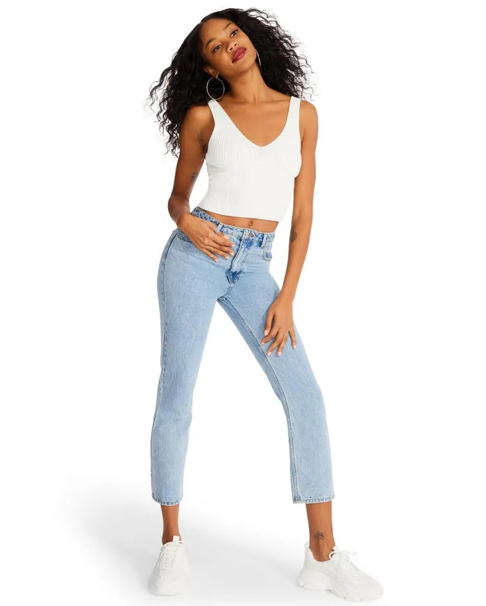 Steve Madden Sweater Cropped Tank White Womens Tops