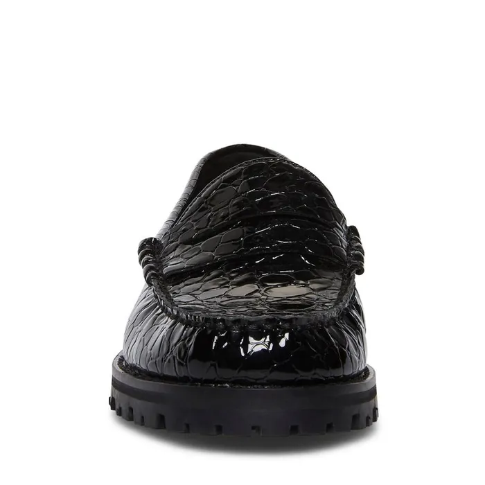 Steve Madden Tayloring Black Crocodile Womens Loafers