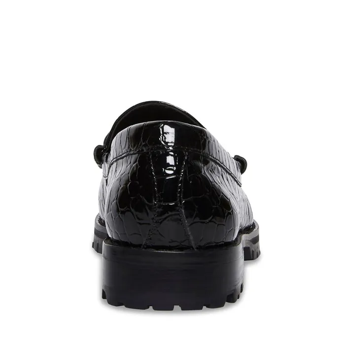 Steve Madden Tayloring Black Crocodile Womens Loafers