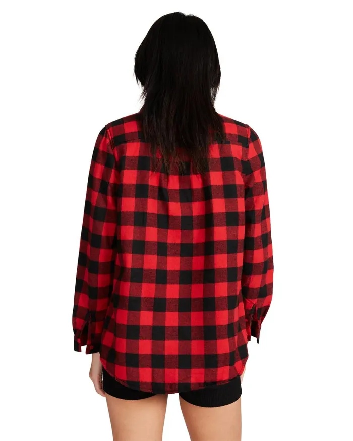 Steve Madden Teddy Lined Flannel Red Womens Tops Steve Madden Teddy Lined Flannel Red Womens Tops