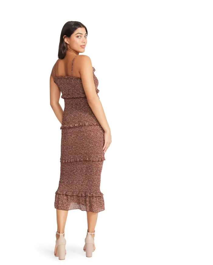 Steve Madden Tiered Midi Dress Burgundy Womens Dresses Steve Madden Tiered Midi Dress Burgundy Womens Dresses