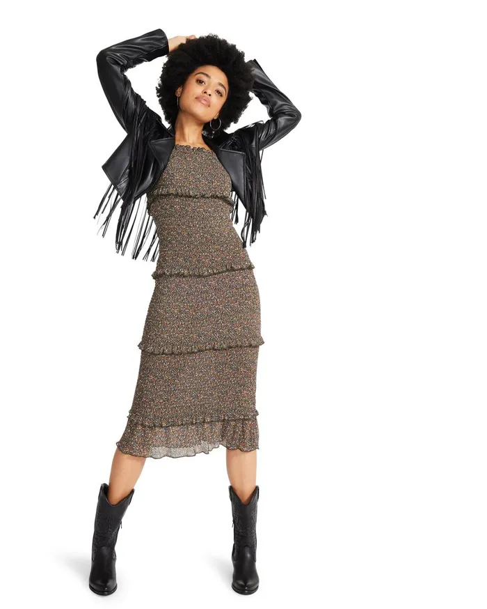 Steve Madden Tiered Midi Dress Green Womens Dresses