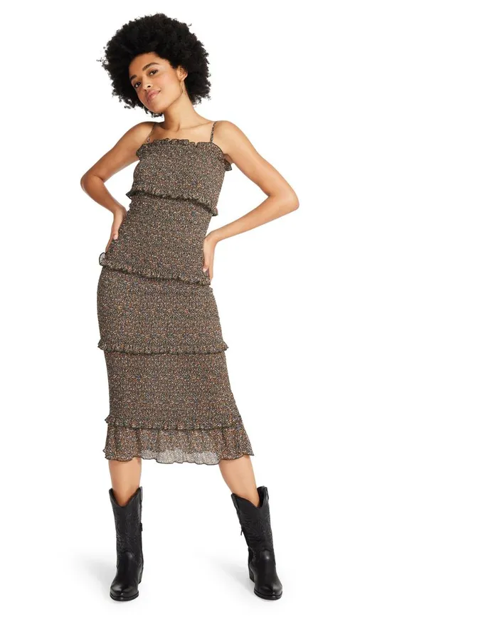 Steve Madden Tiered Midi Dress Green Womens Dresses Steve Madden Tiered Midi Dress Green Womens Dresses