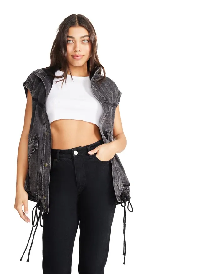 Steve Madden Utility Vest Black Womens Jackets and Coats Steve Madden Utility Vest Black Womens Jackets and Coats