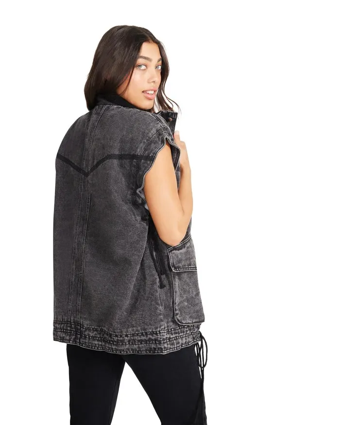 Steve Madden Utility Vest Black Womens Jackets and Coats Steve Madden Utility Vest Black Womens Jackets and Coats