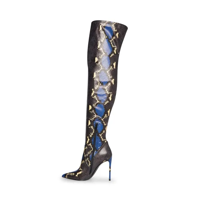 Steve Madden Vava Blue Snake Womens Boots