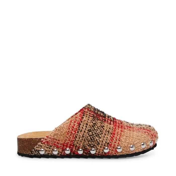 Steve Madden Vesa S Tan Plaid Womens Slippers