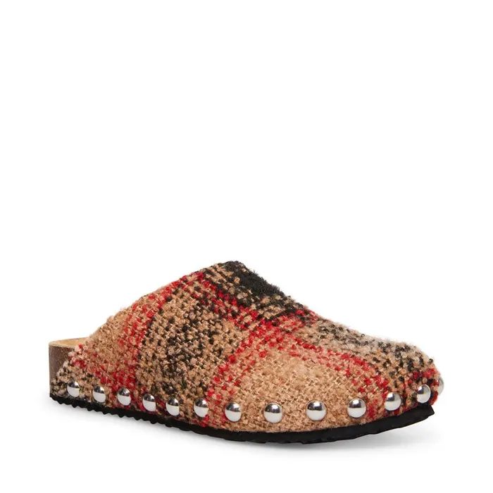 Steve Madden Vesa S Tan Plaid Womens Slippers