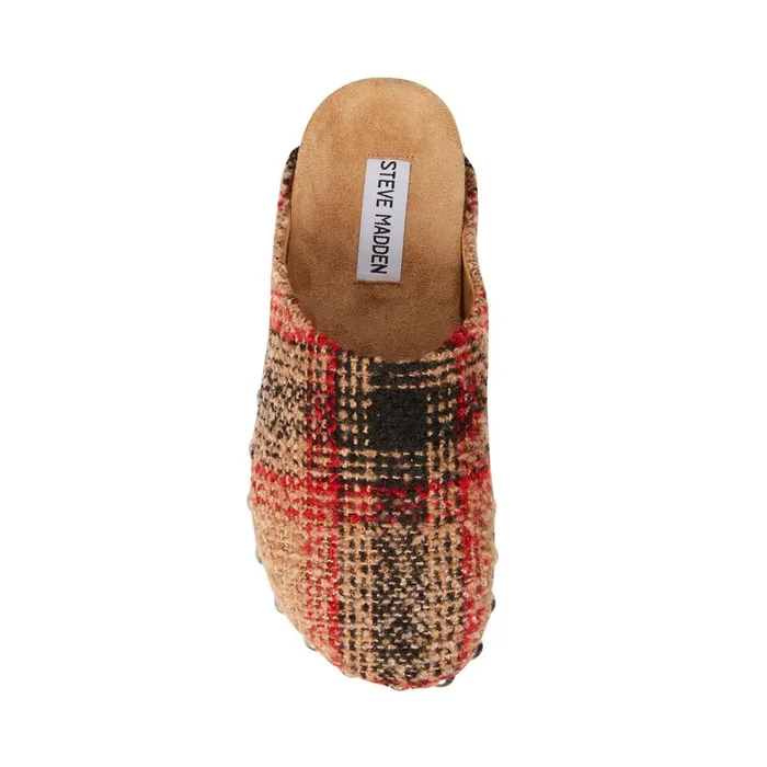 Steve Madden Vesa S Tan Plaid Womens Slippers