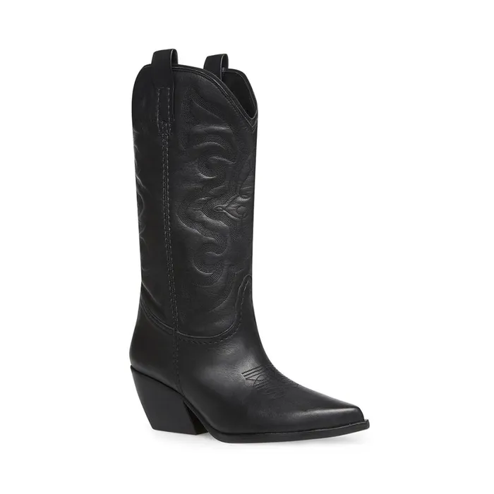 Steve Madden West Black Leather Womens Boots Steve Madden West Black Leather Womens Boots
