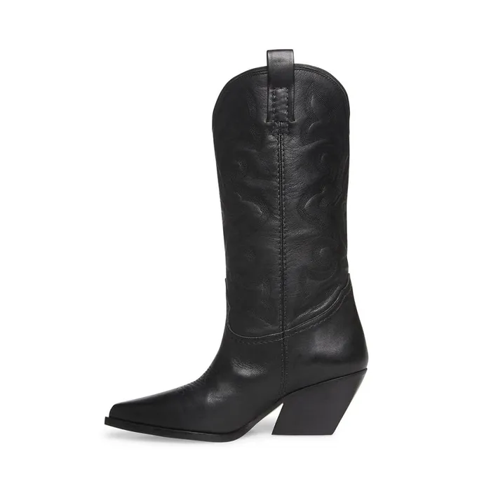 Steve Madden West Black Leather Womens Boots Steve Madden West Black Leather Womens Boots