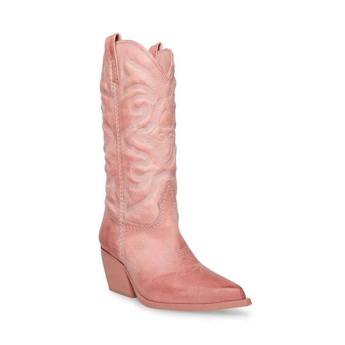 Steve Madden West Pink Leather Womens Boots Steve Madden West Pink Leather Womens Boots