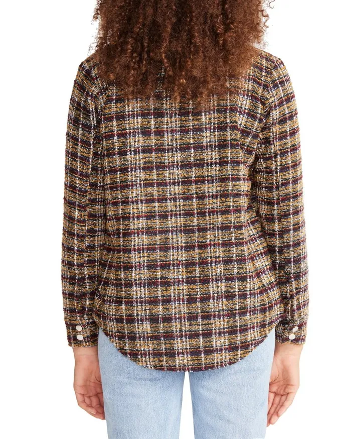 Steve Madden Work Hard Play Hard Shacket Rust Multi Womens Jackets and Coats