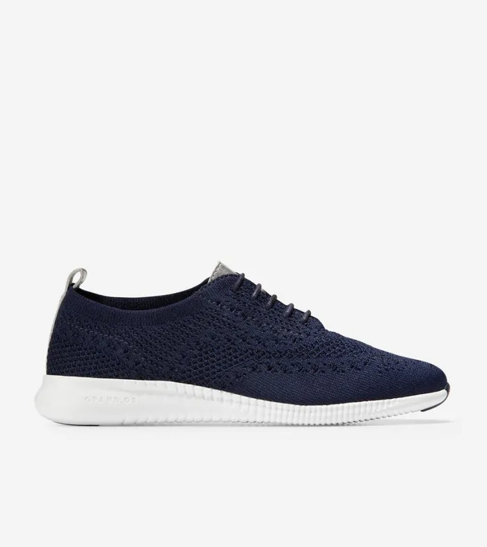 Summer Shoes Women Cole Haan 2ZERGRAND Wingtip Oxford Stitchlite Marine Blue Stitchlite White