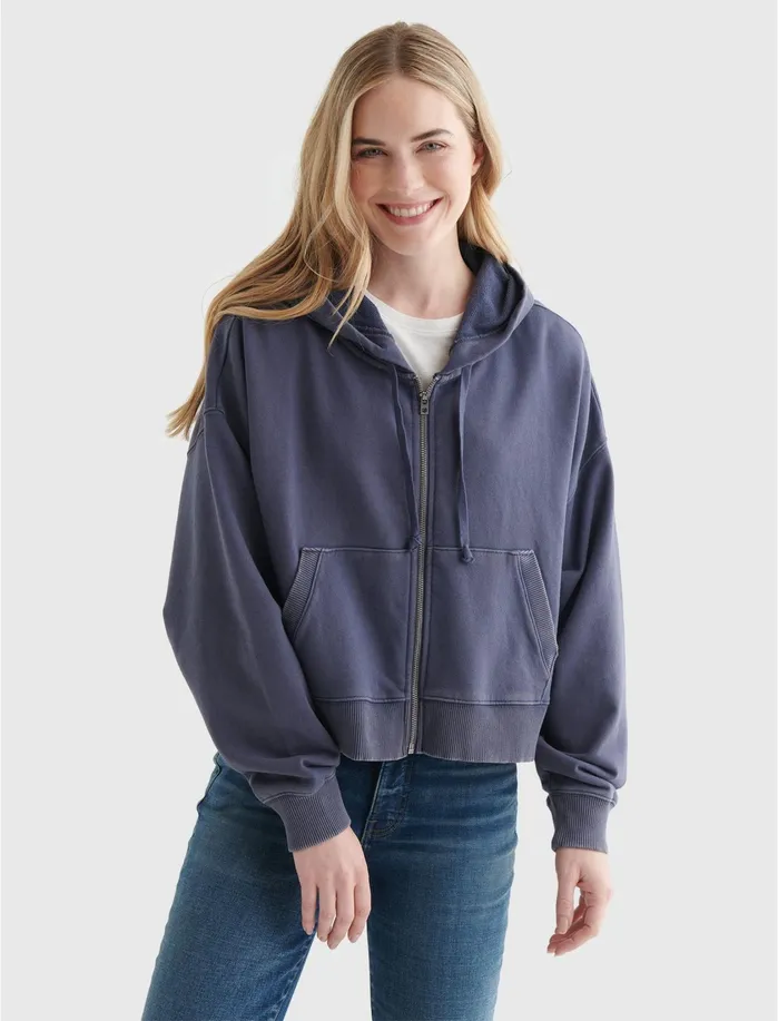 Sweaters and Sweatshirts Women Lucky Brand Boxy Full Zip Metropolis