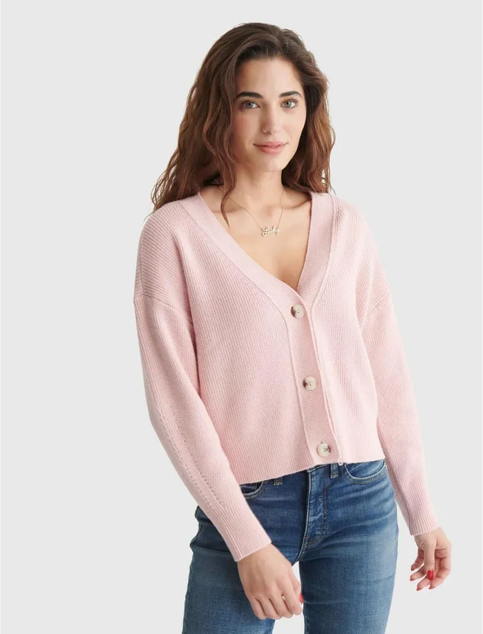 Sweaters and Sweatshirts Women Lucky Brand Bre Deep V Crop Cardigan Rose Tan