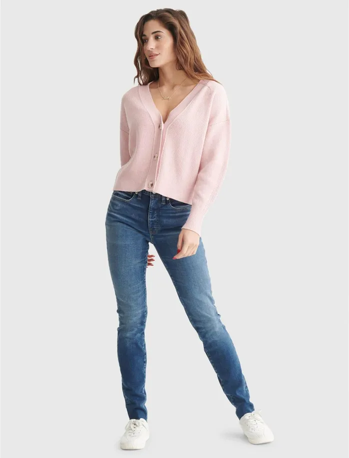 Sweaters and Sweatshirts Women Lucky Brand Bre Deep V Crop Cardigan Rose Tan
