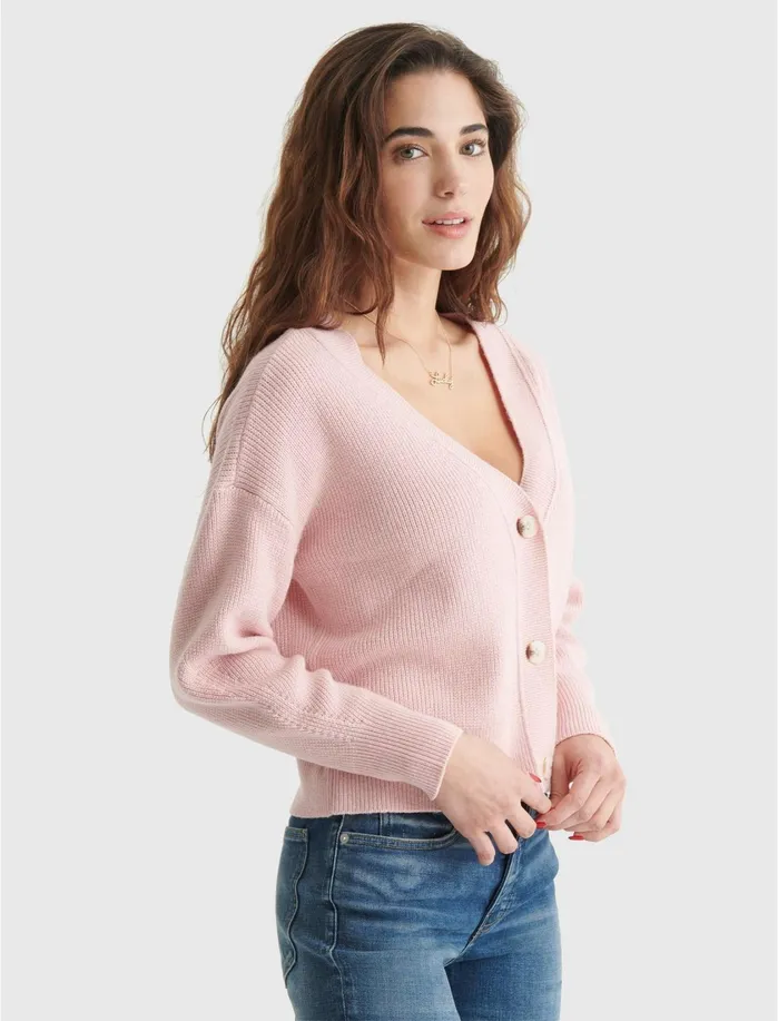 Sweaters and Sweatshirts Women Lucky Brand Bre Deep V Crop Cardigan Rose Tan